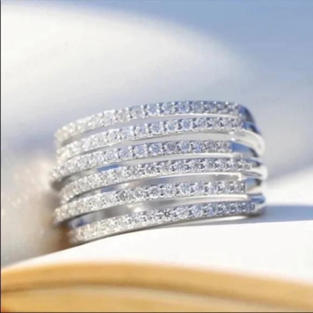 NEW 6.4 CT 925 STERLING SILVER DIAMOND RING, CUTE RING, SHINY RING. - Picture 4 of 6
